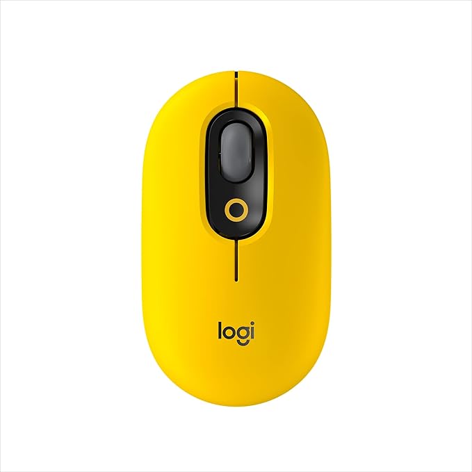 Logitech POP Mouse Wireless Mouse with Customizable Emojis SilentTouch Technology Precision/Speed Scroll Compact Design Bluetooth Multi-Device OS Compatible - Blast Yellow (Renewed)