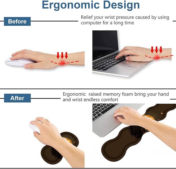 Ergonomic Keyboard Wrist Rest &amp Mouse Pad Wrist Rest Set Large XXL Gaming Desk Mat 31.5x 11.8 with Memory Foam Easy Typing Pain Relief for Office &amp Home African Girl