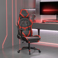 Massage Gaming Chair with Footrest Black &amp Red Faux Leather Ergonomic Reclining Computer Desk Chair for Adults