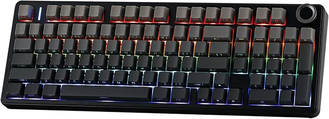 MechLands Aula F99 PRO 96% Mechanical Gaming Keyboard BT5.0/USB-C/2.4GHz Wireless Hot Swappable Gasket Custom Keyboard with 8000mAH Battery Rotary Knob RGB Backlit for Win/Mac (Grey)
