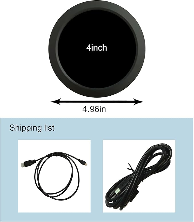 VSDISPLAY DIY Round Screen Display 4 Inch Circle LCD 720x720 with Mini H/D Input for PC MonitoringCar DashboardGaming ModsBlack