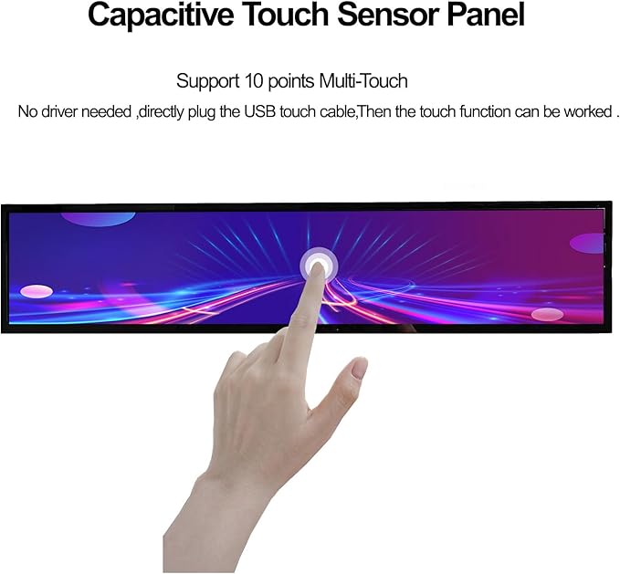24 inch 1920x360 DV240FBM-NB0 IPS Capacitive Touch Sensor Panel Stretched Bar LCD Screen and USB SD Card Board