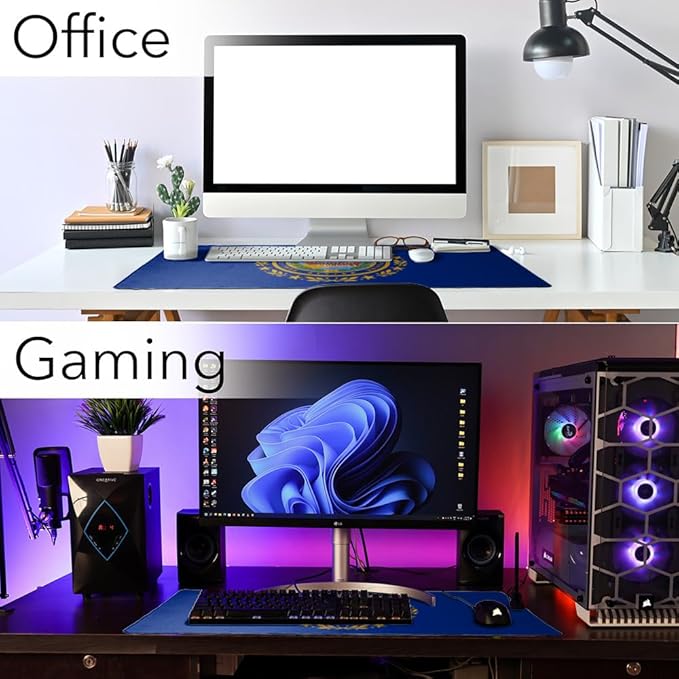 New Hampshire State Flag Large Gaming Mouse Pad Desk Mat with Stitched Edges Non-Slip Base for Gamer Home and Office