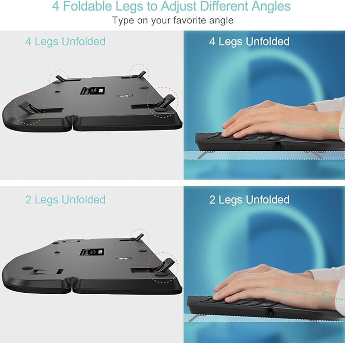 Arteck Split Ergonomic Keyboard with Cushioned Wrist and Palm Rest 2.4G USB Wireless Comfortable Natural Ergonomic Split Keyboard for Windows Computer Desktop Laptop