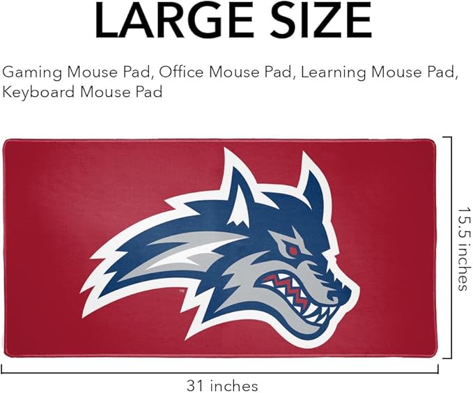 Stony Brook University Primary Logo Large Gaming Mouse Pad Desk Mat with Stitched Edges Non-Slip Base for Gamer Home and Office 31.5 x 15.7