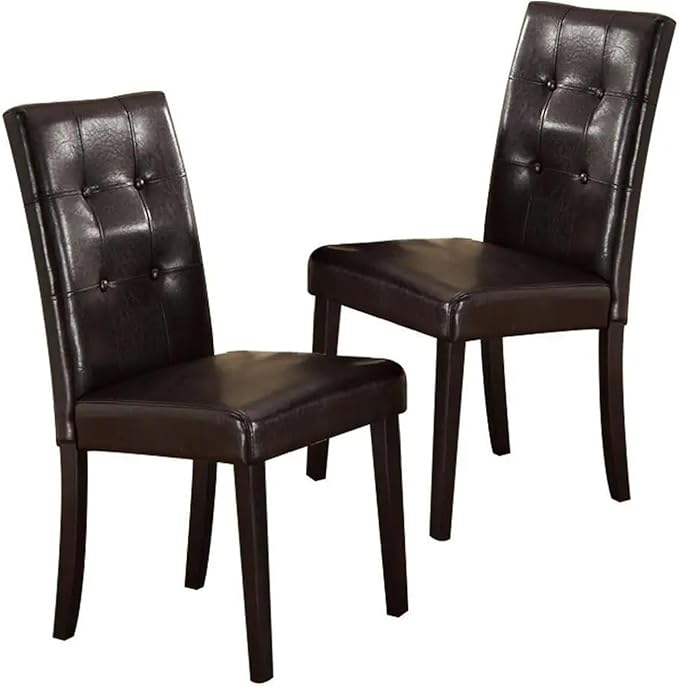 Adjustable Office Computer Chair with Armrest 2pcs Simple Contemporary Brown Finish Dining Chair with Tufted Back