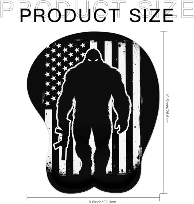 Mousepad America Flag Gorilla Sasquatch Ergonomic Wrist Support Non-Slip Base Mouse Mat with Wrist Rest Computer Mousemat for Desk Work Accessories Pad