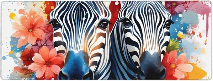 Watercolor Zebra Animal Large Mouse Pad XL Extended Gaming Pad Waterproof Desk Mat for Desktop Keyboard Non Slip Mousepad for Office Game Home 32.15x11.8