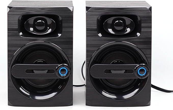 Mini Desktop Speaker for PC 2.0 Wired Compact PC Stereo Speakers 3.5mm Aux Portable Gaming Multimedia Speaker for Phone Laptop Desktop Tablet A