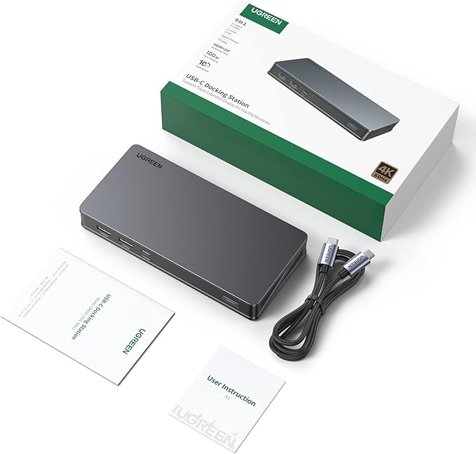 UGREEN USB C Docking Station DisplayLink 9-in-1Revodok Pro 209Dual 4K@60hz Monitor Dock for MacBook &amp Windows with 2 DP &amp 2 HDMI 10 Gbps USB C &amp USB-A Data Ports 100W PD Gigabit Ethe