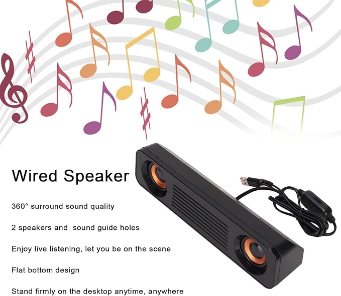 Computers Wired Speakers Desktops USB Powered Stereo Speaker System 3. Mm Auxiliary Multimedia Speakers for TV