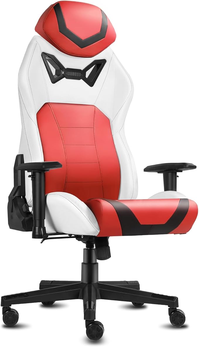 Modern-Depo Ergonomic Gaming Chairs for Adults with High-Density Memory Foam | Swivel Comfortable Office Chair Big and Tall Video Game Chair High Back Computer Chair for Home Office Red White