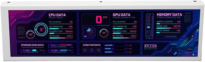 Sanpyl Computer Temp Monitor 8.8 Inch USB C Mini Screen PC Temperature Display CPU GPU SSD Data Monitor PC Sensor Panel for Desktop Gaming (White)