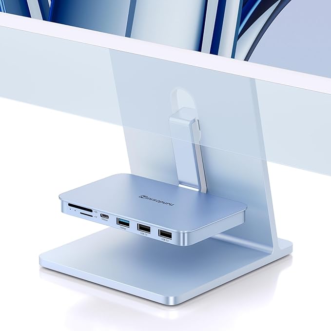 Minisopuru iMac Accessories for i Mac M1/M3/M4 USB C Hub for iMac 2021/2023/2024 with USB A/C 10Gbps SD/TF USB C Adapter Compatible with i-Mac 24 inch and Studio Display 27 Inches Blue.