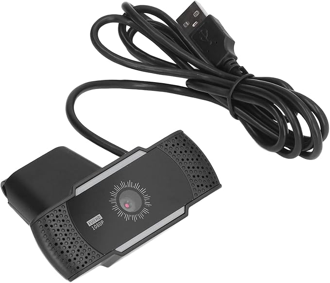 Computer Camera with Microphone Full HD 1080P USB Stereo Webcam Rotatable Clip for Office - Automatic Noise Reduction Plug and Play Ideal for Webinars &amp Video Conferences