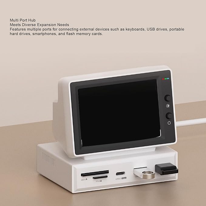 ASHATA 2026 Upgrade 3.5 Inch Mini PC Screen HD Secondary Screen Temperature Display with USB Hub for Laptop Computer Speed Temperature Photo Slideshows