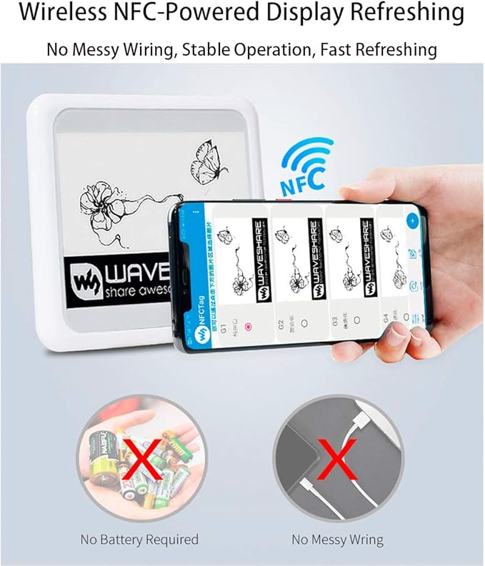 4.2inch Passive NFC-Powered e-Paper 400 x 300 Pixel ePaper Screen Adopts Novel Passive NFC Technology No Battery Required No Messy Wiring Wire-Less Powering &amp Data Transfer