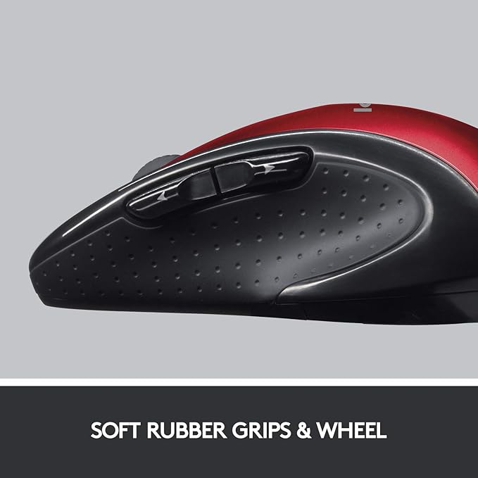 Logitech M510 Wireless Computer Mouse – Comfortable Shape with USB Unifying Receiver with Back/Forward Buttons and Side-to-Side Scrolling - Red