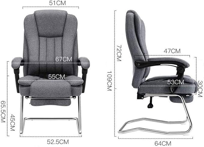 Office Chair Gaming Chair Computer Chair Ergonomic Office Recliner Chair with Lumbar Support Modern Simple Leisure Chair Study Chair Fabric Office Chair Bow Chair (Color : Grau)