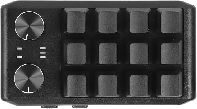 GOWENIC Mini Keypad Programmable Gaming Keyboard 12 Key Mechanical Keypad with Red Switches 2 Knobs Custom Macro Shortcut Keys for PC Gaming Multimedia