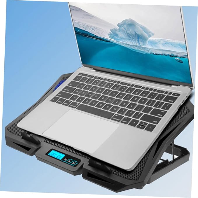 Kisangel Laptop Cooling Pad 15.6 Inch with Adjustable Fan Speed and Blue LED Quiet Wind Cooling Stand for Gaming and Office Laptops USB Powered Cooler