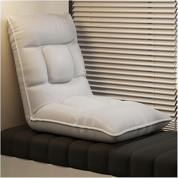 Folding Floor Chair 5-Position Adjustable Meditation Chair with Back Support Portable Floor Seat Lounge Sofa Chair for Reading TV Watching(Beige)