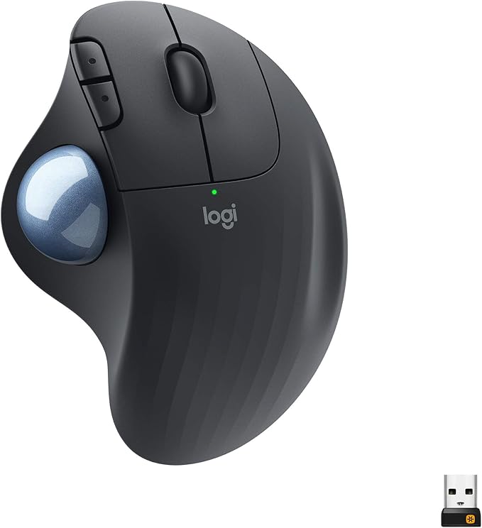Logitech Ergo M575 Wireless Trackball Ergonomic Comfort Design Optical Wireless up to 33 feet 2000 DPI Bluetooth Technology - 910-005869 (Black) (Renewed)