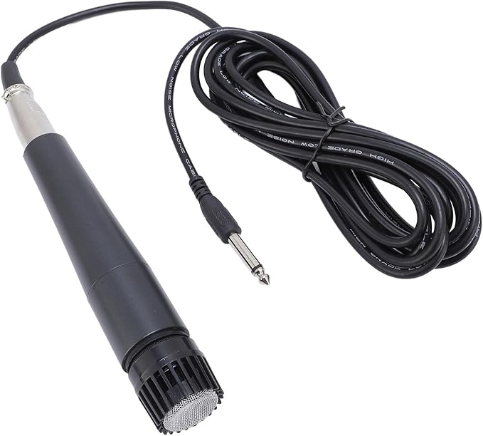 Wired Dynamic Microphone Cardioid Moving Coil Handheld Mic Set with Shock Absorber Damping for Active Speakers Mixers Amplifiers No Latency Recording