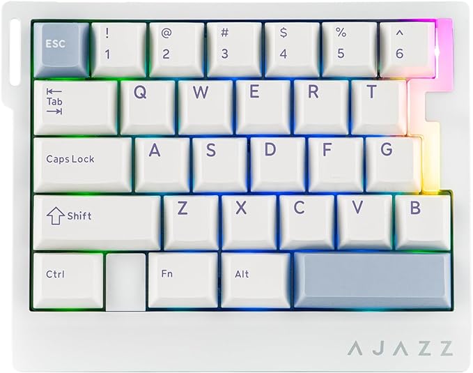 MechLands AJAZZ AK029 One Handed Gaming Keyboard 8Khz Polling 29 Keys Rapid Fast Wired Keyboard SOCD &amp DKS Magnetic Switch Adjustable Actuation RGB Backlits Aluminum Plate (White)