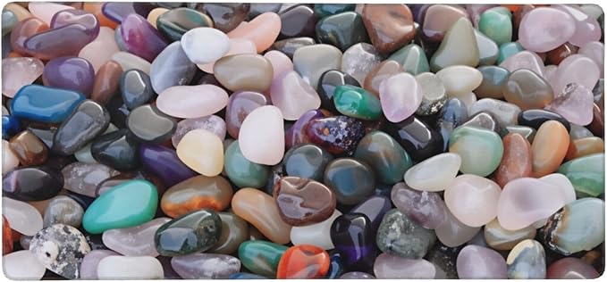 Colorful Precious Stones Large Gaming Mouse Pad 35.5 X 16 Inch Extended Desk Mat for Keyboard and Mouse Waterproof Computer Mousepad with Stitched Edges &amp Non-Slip Base