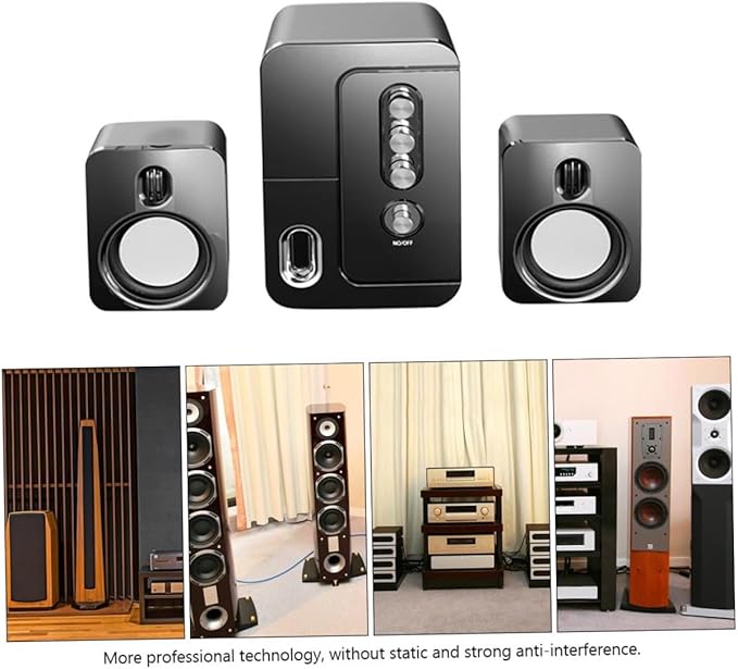 USB Laptop Computer Desktop Speaker 3D Surround Sound with Deep Bass Black Wired Multimedia Loudspeaker for Office and Home Use