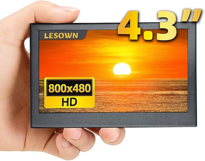 4.3 Inch Small Monitor 800x480 IPS Secondary Screen Mini Travel External Monitor LCD Portable Display for Laptop PC PS4/5 Xbox Switch Raspberry Pi