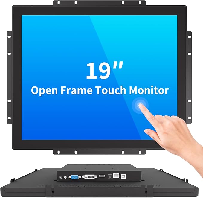 19 Inch Open Frame Touch Monitor PCAP 10-Point Touch Industrial Touchscreen Monitor with HDMI/VGA/DVI Interface Active Matrix TFT LCDLED Backlight with VESA Mount