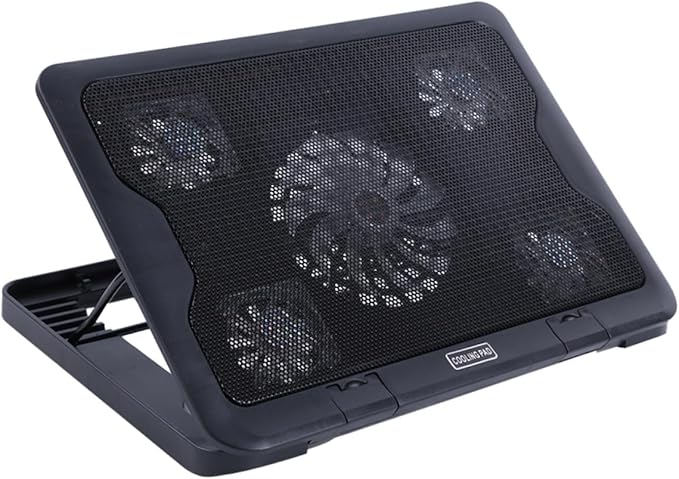 Laptop Cooling Pad with 5 Fans USB Cooler Stand Adjustable Angle Anti-Skid Heatsink Bracket for Notebooks and Laptops