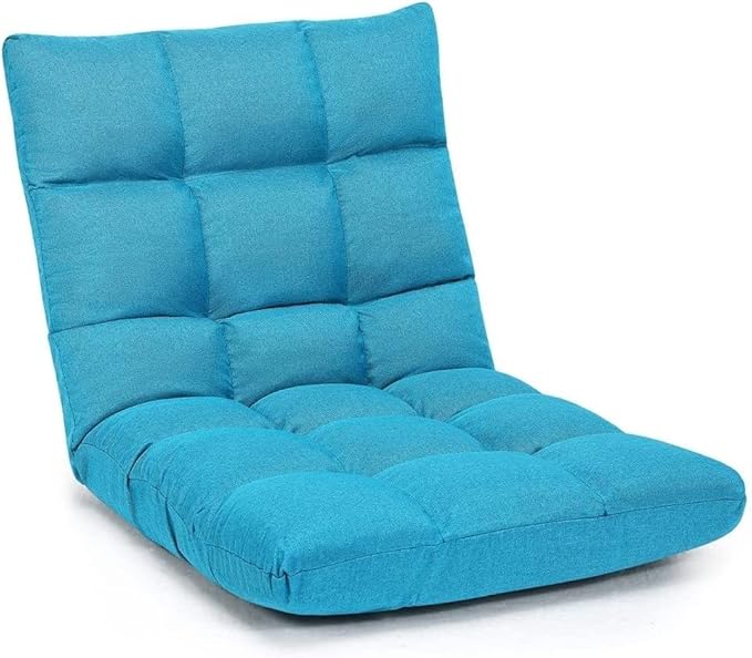 Adjustable 14-Position Floor Chair Folding Lazy Gaming Sofa Lounge Chair Floor Chair (Color : Blue)