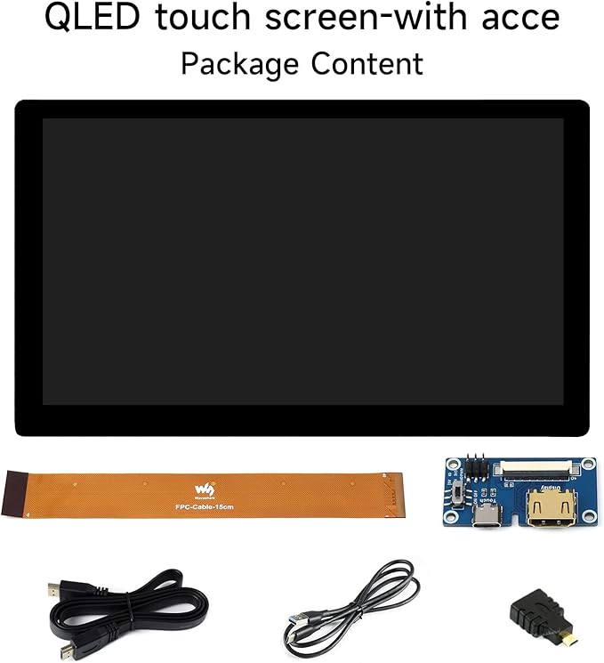waveshare 7inch QLED Integrated Display Compatible with Raspberry Pi 5/4B/3B+/3B/2B/B+/A+/Zero/Zero W/WH/Zero 2W Supports Jetson Nano and Windows PC 1024 × 600 Resolution with Touch with Accessories