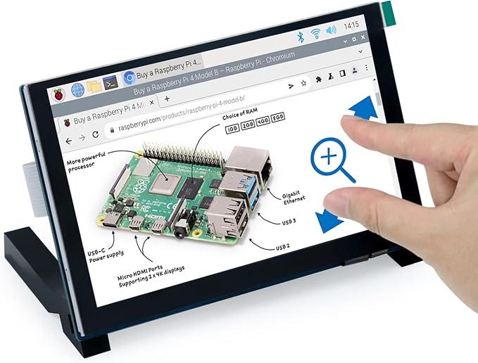 FREENOVE 5 Inch Touchscreen Monitor for Raspberry Pi 5 4 B 3 B+ A+ 800x480 Pixel IPS Display 5-Point Touch Capacitive Screen Driver-Free MIPI DSI Port