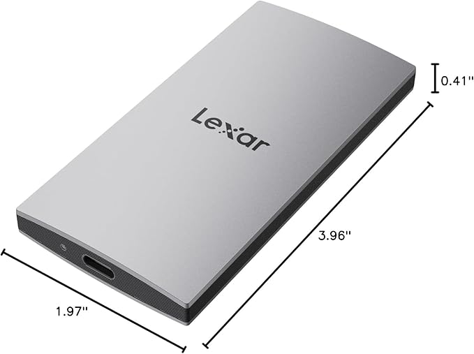 Lexar ES3 1TB External SSD USB 3.2 Gen2 Portable SSD PSSD Up to 1050MB/s Read 1000MB/s Write External Solid State Drive Compatible with iPhone 16/15 Series/Mac/PS5/XBOX/Laptop/PC Silver