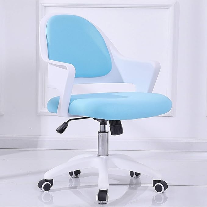 Mlaea Computer Gaming Chair Dining Bedroom Living Room Chair with Backrest and Wheels TV Station Lounge Laboratory Chair 59 * 58 * 84CM(Color:Blue)