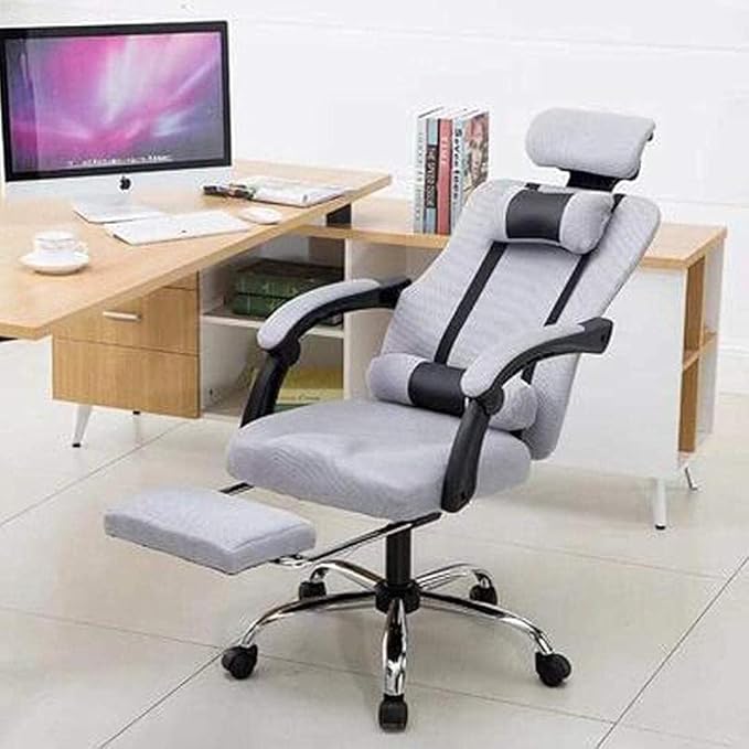 Ergonomic Office Gaming Chair PU Leather Reclining Chair with Footrest Headrest Lumbar Support 150° Backrest