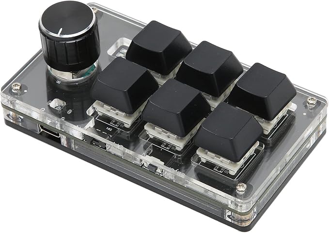 Mechanical Gaming Keypad Universal Acrylic 6 Keys Programmable Keypad Macro Keyboard Switch Tester for Gaming Media