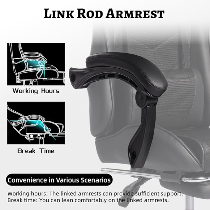 Ergonomic Racing Style Gaming Chair PU Leather High Back PC Office Seat with Lumbar Support Massage Function