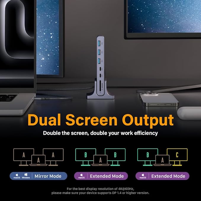 ADAM elements HUB Pro S 12-in-1 USB-C Hub Triple Display Docking Station with Dual 4K HDMI VGA 100W PD Fast Charge Ethernet SD/TF for MacBook Pro/Air M4/M3/M2/M1 iPad Windows Laptop