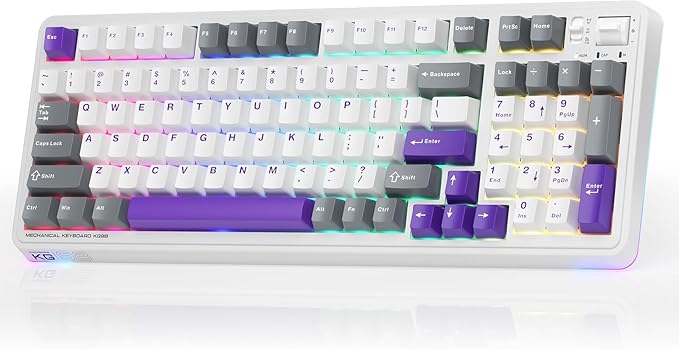 Machenike KG98 Mechanical KeyboardHot Swappable Custom Gaming KeyboardPre-lubed Linear SwitchesRGB SidelitTri-Mode 98 Keys Compact Layout for Gaming/Typing/Win/Mac/PC