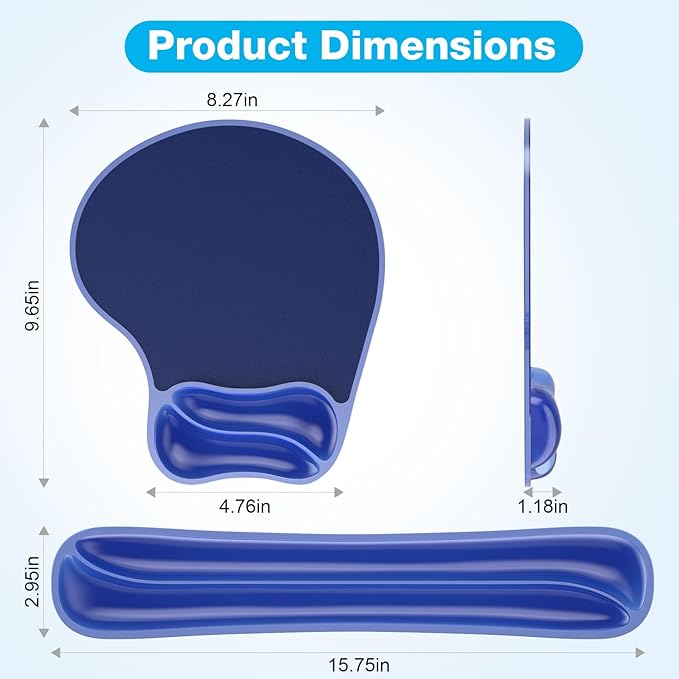 Gel Mouse pad &amp Keyboard Wrist Rest Set Ergonomic Keyboard and Mousepad with Wrist Support Keyboards Wrist Rest Computer Keyboards Pad Cooling Gel Blue