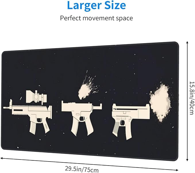 Handgun Desk Cover MatExtended Large Mouse PadComputer Laptop Mat Desk Decor for Office Game Home 30x16 Inch