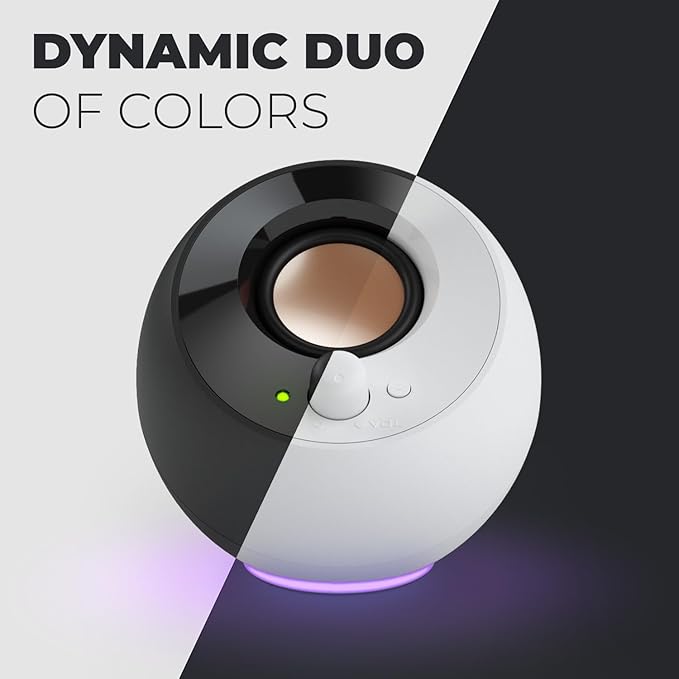 Creative Pebble SE Minimalist 2.0 USB-C Powered PC Speakers with RGB Lighting 3.5 mm AUX-in Up to 4.4W RMS Power for Computers and Laptops (White)