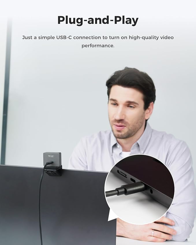 OBSBOT Meet 2-4K Webcam for PC with 1/2 Sensor AI Framing &amp Autofocus Beauty Mode Lightweight Gesture Control HDR Dual Microphone 60 FPS Web Cam for Streaming Meeting Gaming. (Space Gre