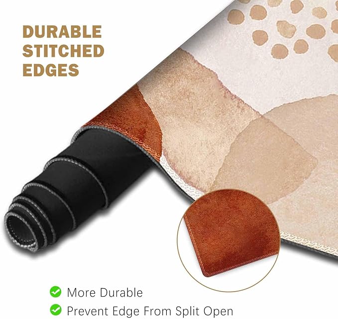 ToLuLu Extended Gaming Mouse Pad Memory Foam Ergonomic Keyboard Mouse Wrist Rest Support Set Large Desk Mat with Stitched Edges Non-Slip Base Mousepad for Home Office and Game Brown Boho Art