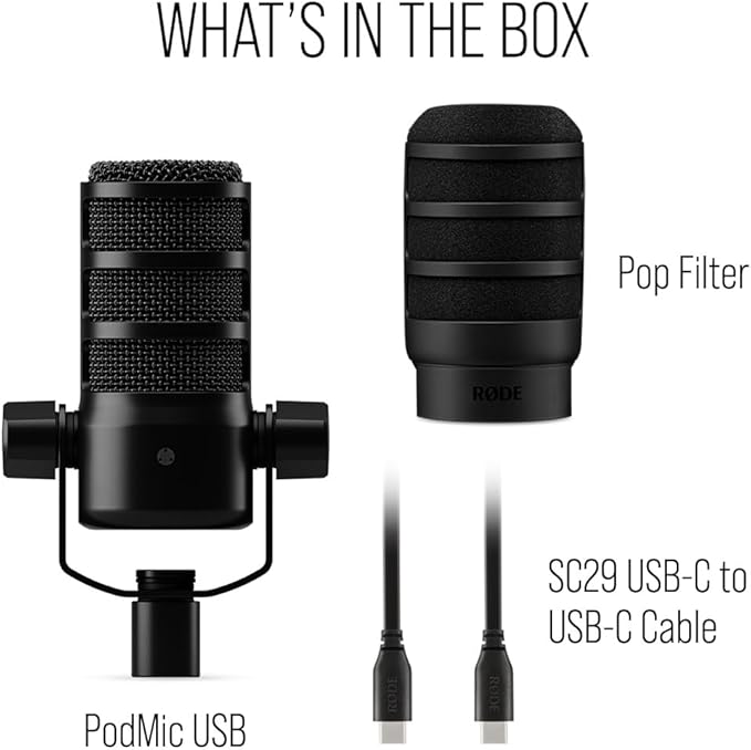 RØDE PodMic USB Versatile Dynamic Broadcast Microphone With XLR and USB Connectivity for Podcasting Streaming Gaming Music-Making and Content Creation (Black)